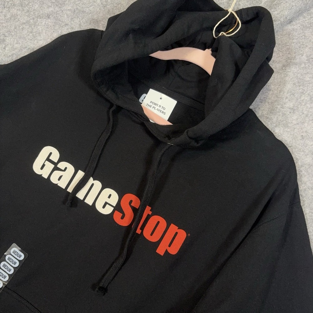 Game Stop Hoodie Mens Sz M Black Logo Spell Out Pocket NWT